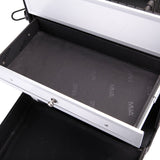 Professional Makeup Artist 3 in 1 Rolling Makeup Train Case Cosmetic Organizer with Easy Slide Extendable Storage Trays and Removable Trays