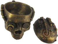 Steampunk Skull Ashtray Trinket Box with Lid Statue