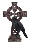 12 Inch Celtic Cross and Dark Raven Hand Painted Statue Figurine