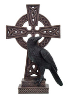 12 Inch Celtic Cross and Dark Raven Hand Painted Statue Figurine