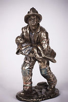 8.5 Inch Fireman Rescuing a Small Child Resin Statue Figurine
