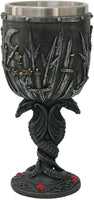 Double Dual Dragons based Medieval Swords Rhinestone Stones Goblet with removable Stainless Stain Inner