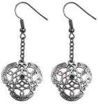 Celtic Knotwork with Green Crystal Pewter Earrings Jewelry- Mystica Collection