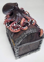 Decorative Davy Jones Locker Treasure Chest with Octopus Collectible Trinket Box 5 Inches W