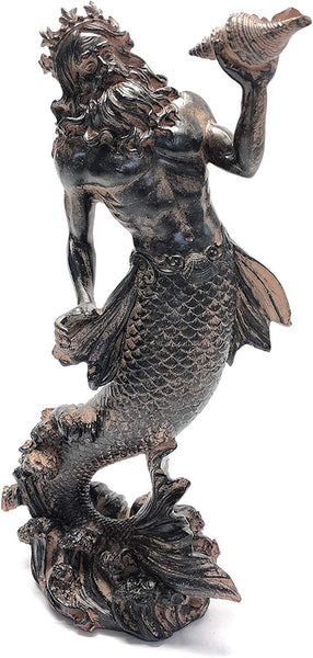 ABZ Brand Amazing Collection King of the Sea - Poseidon Neptune holding Conch Rising from the Sea Statue