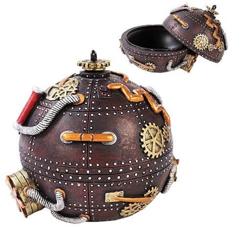 Exotic Steampunk Bronzed Jewelry Box Figurine Made of Polyresin