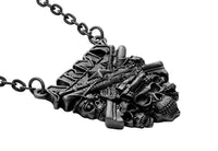 Masada Jewelry, Army Skulls Rifles Pendant Necklace Lead Free Alloy