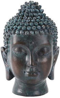 6.5 Inch Buddha Head Buddhist Religious Bronze Finish Statue Figurine (Polished Bronze)
