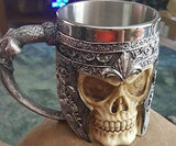 Medieval Time Helmet Viking Warrior Skull Head 11oz Stainless Steel Stern Tankard Drinking Mug for Beer, Coffee and Beverage
