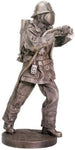 Heirloom-quality Statuette of Heroic Firefighter in full turnout gear using hose