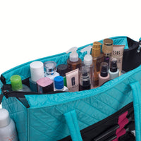 KIOTA Beauty Bag - Ideal for Bottles - Makeup Brush Storage Pocket and Outer Pockets - Quilted Finish Shoulder Bag Cosmetic Organizer