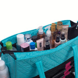 KIOTA Beauty Bag - Ideal for Bottles - Makeup Brush Storage Pocket and Outer Pockets - Quilted Finish Shoulder Bag Cosmetic Organizer