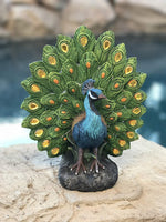 Pacific Giftware Majestic Peacock Dance Opening Feathers LED Lighted Decorative Indoor Outdoor Statue 12 Inch