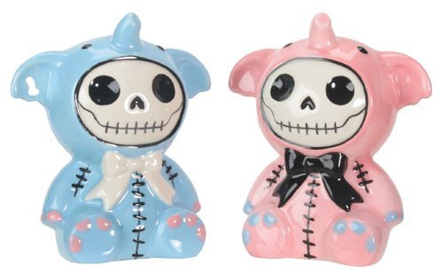 Furrybones Baby Blue and Pink Elephant Elefun Ceramic Salt N Pepper Shaker