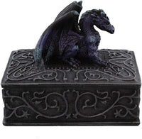 Black/purple Dragon Trinket Box - Scrolly Design