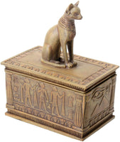 SUMMIT BY WHITE MOUNTAIN Sandstone Colored Bastet Box with Egyptian Detailed Bottom Design