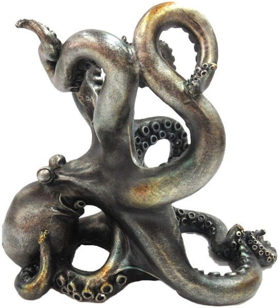 Pacific Giftware Rustic Silver Octopus Wine Holder 7.5 Inch Tall Tabletop Bar Counter Decorative Sculpture