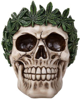 Pacific Giftware Novelty Cannabis Leaves Marijuana Weed Pot Head Skull Figurine Halloween Decor Collectible 5.25 Inches Tall