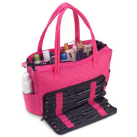 KIOTA Beauty Bag - Ideal for Bottles - Makeup Brush Storage Pocket and Outer Pockets - Quilted Finish Shoulder Bag Cosmetic Organizer