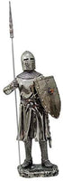 Crusader Knight Statue Silver Finishing Cold Cast Resin Statue 7" (8872)