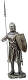 Crusader Knight Statue Silver Finishing Cold Cast Resin Statue 7" (8872)