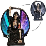 ABZ Brand Grim Reaper Crystal Ball Fiber Optic Statue Figurine Gothic Fantasy Sculpture