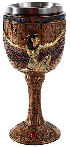 Pacific Giftware Egyptian Goddess Isis Open Wing Golden Wine Goblet Stainless Steel Liner 6oz