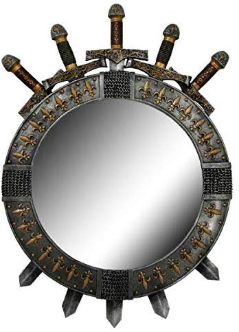 Pacific Giftware PT Medieval Time Swords Wall Sculptural Mirror 22 Inch Tall Decorative
