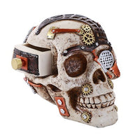 Steampunk Gearwork Skull with Secret Stash Drawer Trinket Box Collectible