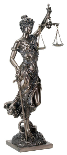 YTC 13.5 Inch Cold Cast Resin Justice Holding Scale and Sword Statue