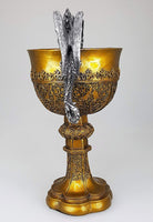 Pacific Giftware King Arthur's Fantasy Golden Chalice with Dual Dragon Wine Goblet Sculptural Decor