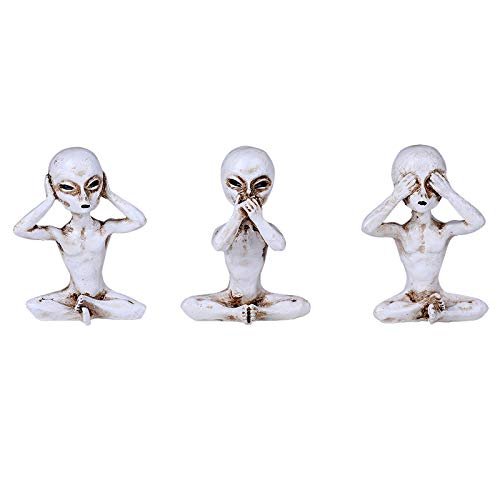 Small Hear See Speak no Evil Alien Resin Figurine Set