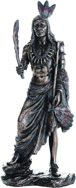 Pacific Giftware Indian Chief Holding Ceremonial Pipe Collectible Figurine 9 Inch Tall