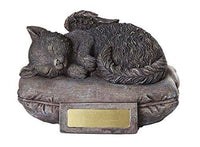 Pet Memorial Angel Cat Sleeping On Pillow Cremation Urn Bottom Load 30 Cubic...