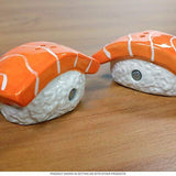 JAPANESE SALMON SUSHI CERAMIC MAGNETIC SALT PEPPER SHAKERS