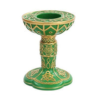 PTC 6 Inch Celtic Cold Cast Resin Candle Holder, Green and Gold Color