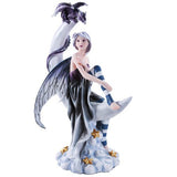 Pacific Giftware Celestial Fairy Seated on Crescent Moon with Fantasy Dragon Figurine 13 Inch