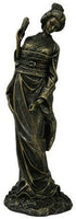 12.75 Inch Resin Standing Geisha Woman with Fan Statue Figurine