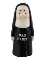 Good Bad Habits Nun Pair 4 Inch Ceramic Magnetic Salt and Pepper Shaker Set Fun Novelty Gift