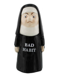 Good Bad Habits Nun Pair 4 Inch Ceramic Magnetic Salt and Pepper Shaker Set Fun Novelty Gift