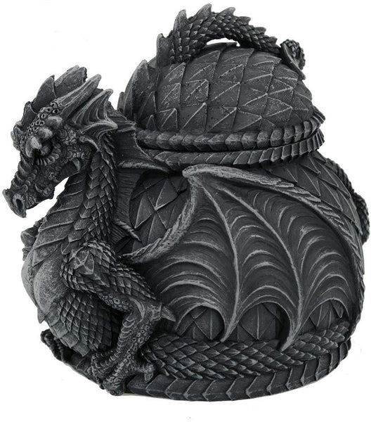 Pacific Giftware Medieval Stone Dragon Lidded Trinket Jewelry Box Decorative Keepsake Box Round