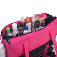 KIOTA Beauty Bag - Ideal for Bottles - Makeup Brush Storage Pocket and Outer Pockets - Quilted Finish Shoulder Bag Cosmetic Organizer