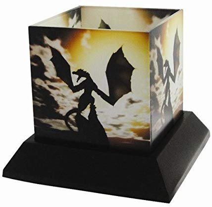 PTC 5 Inch Wyvern's Wake Silhouettes Square Candle Holder, Yellow