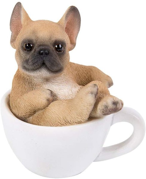 Pacific Giftware French Bulldog Puppy Adorable Mini Teacup Pet Pals Puppy Collectible Figurine 3.25 Inches