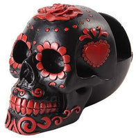 PTC 6.5 Inch Day of The Dead Themed Resin Business Card Holder, Black