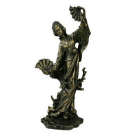 PTC 12.75 Inch Resin Standing Geisha Woman with Fans Statue Figurine