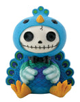 SUMMIT COLLECTION Furrybones Peacock Dandy Signature Skeleton in Blue Peacock Costume Wearing Black Bow Tie