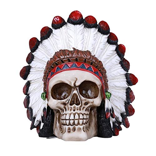 Pacific Giftware Indian Human Skull Statue Collectible Home Decor Resin
