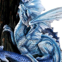 Pacific Giftware Beautiful Large Blue Dragon Guardian Protecting Young Accent Table 28 Inch Glass Top