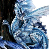 Pacific Giftware Beautiful Large Blue Dragon Guardian Protecting Young Accent Table 28 Inch Glass Top